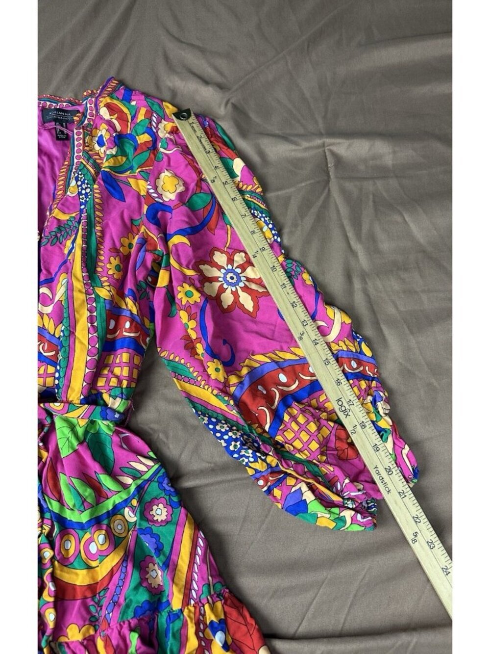 Adrianna by Adrianna Papell Abstract Printed Surplice V-Neck Long Sleeve Dress - Picture 7 of 16